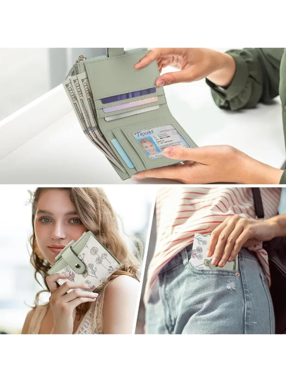 Slim RFID Blocking Wallet for Women | Bifold Leather Credit Card Holder with